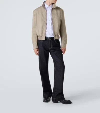 Alexander Mcqueen Logo Cotton Gabardine Jacket In Neutral