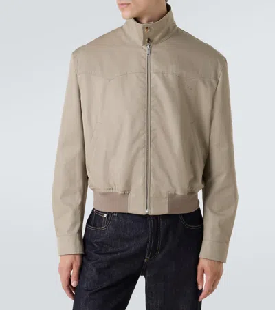 Alexander Mcqueen Logo Cotton Gabardine Jacket In Neutral