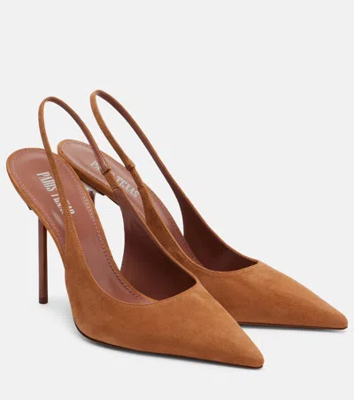 Paris Texas Lidia 120 Suede Slingback Pumps In Brown