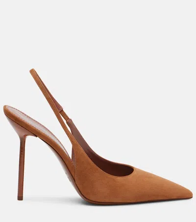 Paris Texas Lidia 120 Suede Slingback Pumps In Brown