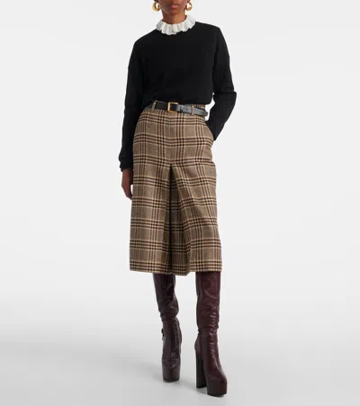 Saint Laurent Mid-rise Silk And Cashmere Culottes