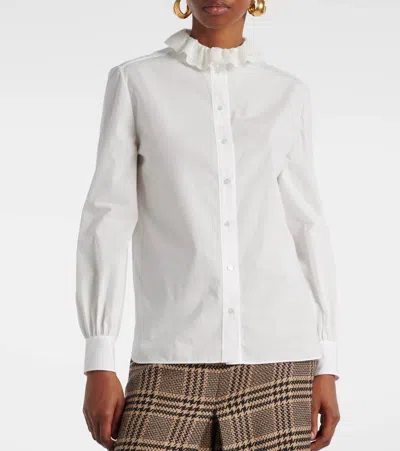 Saint Laurent Lace-trimmed Cotton Poplin Blouse