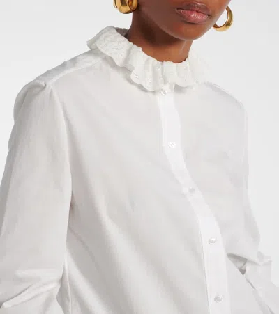 Saint Laurent Lace-trimmed Cotton Poplin Blouse