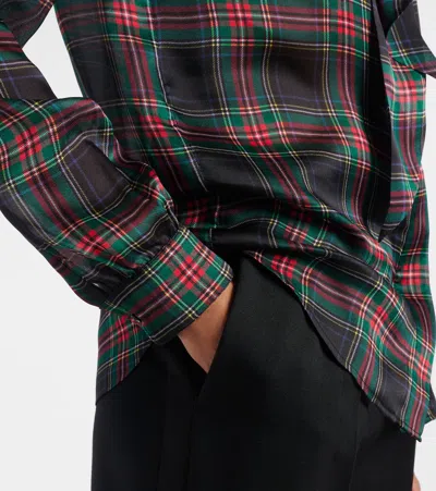 Saint Laurent Plaid Bow-tie Blouse In Multi