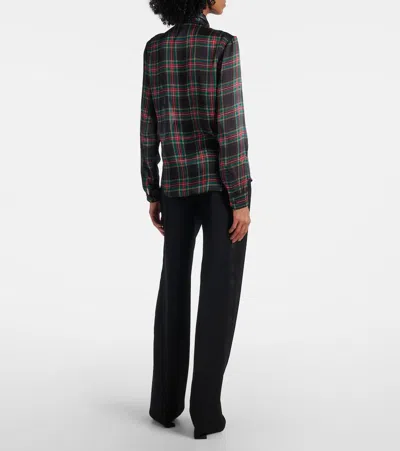 Saint Laurent Plaid Bow-tie Blouse In Multi