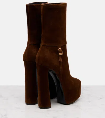 Saint Laurent Nico 155 Suede Platform Ankle Boots