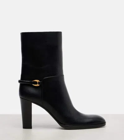 Saint Laurent Sulpice 80 Leather Ankle Boots In Black