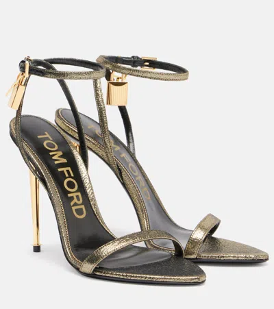 Tom Ford Padlock 105 Metallic Sandals In Gold