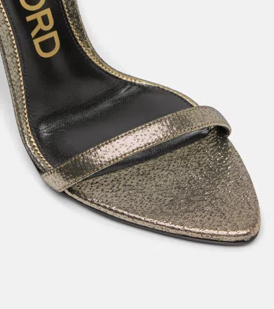 Tom Ford Padlock 105 Metallic Sandals In Gold