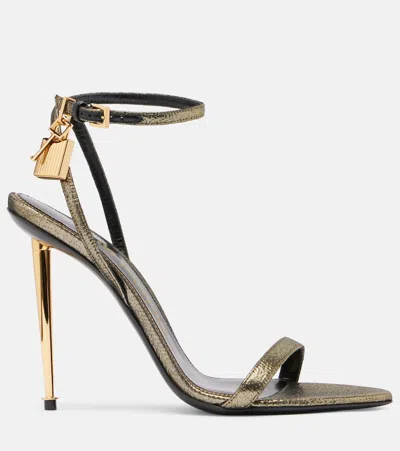 Tom Ford Padlock 105 Metallic Sandals In Gold