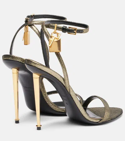 Tom Ford Padlock 105 Metallic Sandals In Gold