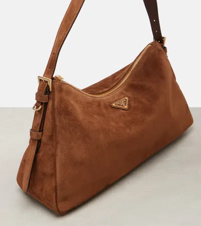 Prada Aimée Large Suede Shoulder Bag