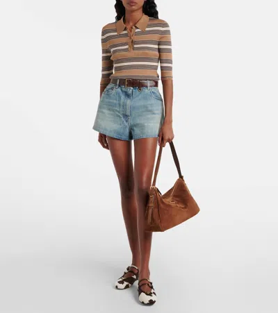 Prada Aimée Large Suede Shoulder Bag