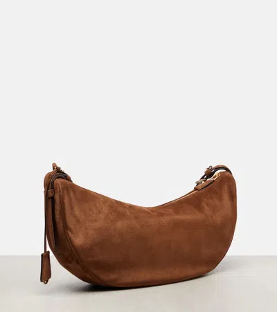 Prada Demi-lune Large Suede Shoulder Bag