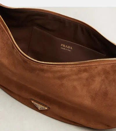 Prada Demi-lune Large Suede Shoulder Bag