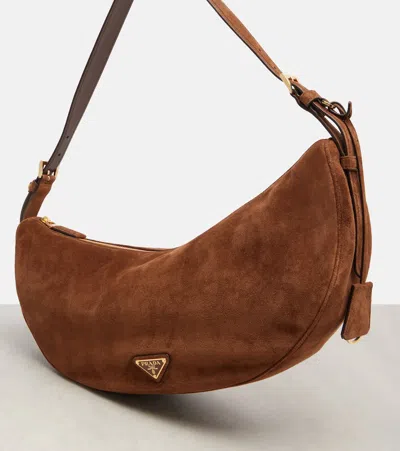 Prada Demi-lune Large Suede Shoulder Bag