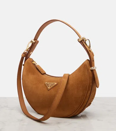 Prada Arqué Suede Shoulder Bag