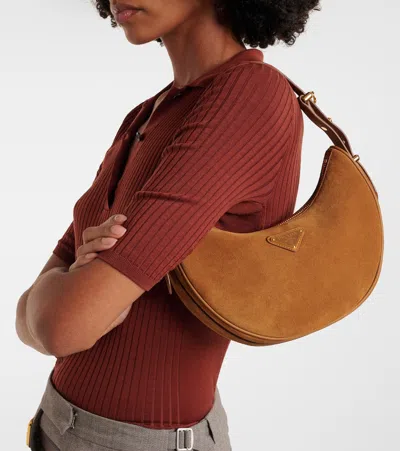 Prada Arqué Suede Shoulder Bag