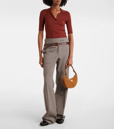 Prada Arqué Suede Shoulder Bag