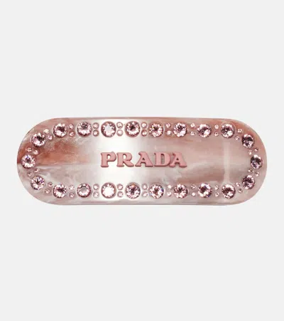 Prada Logo Crystal-embellished Barrette