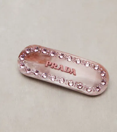 Prada Logo Crystal-embellished Barrette