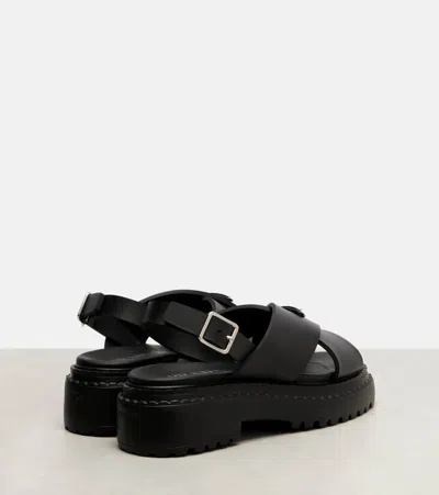 Prada Leather Crossover Platform Sandals 55 In Black