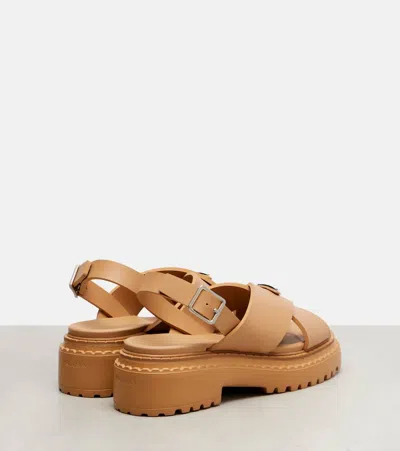 Prada 55mm Cross-strap Platform Sandals In Brown