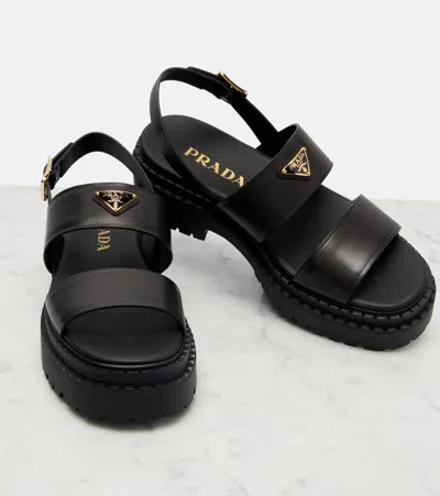 Prada Buckle-strap Platform Sandals In Black