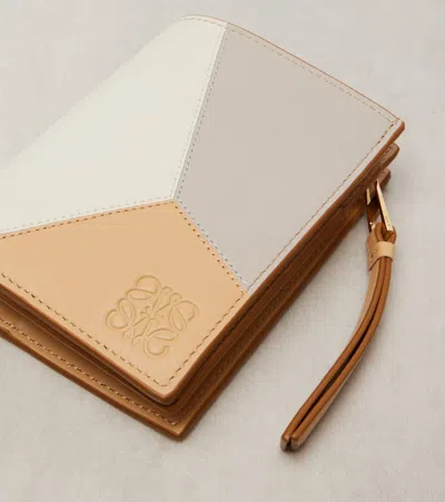 Loewe Puzzle Leather Wallet In Neutral