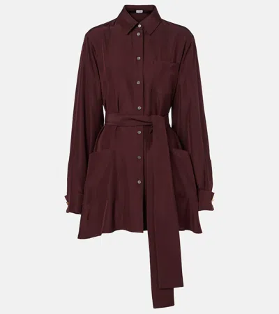 Loewe Womens Burgundy Pointed-collar Belted Silk Blouse In Burgundy