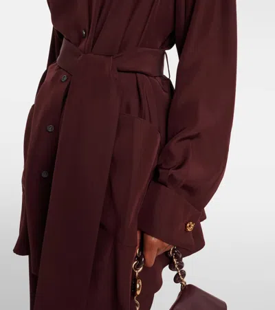 Loewe Womens Burgundy Pointed-collar Belted Silk Blouse In Burgundy