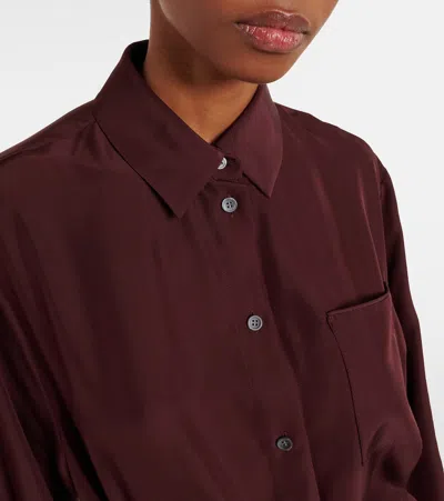 Loewe Womens Burgundy Pointed-collar Belted Silk Blouse In Burgundy