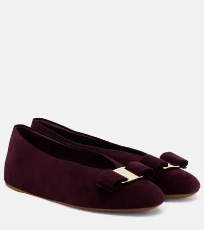 Ferragamo Bow Detail Flat Sole Ballerina Shoes
