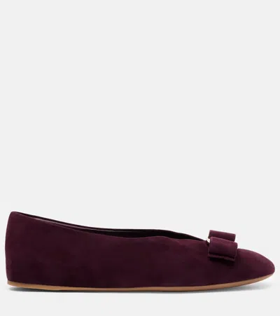 Ferragamo Bow Detail Flat Sole Ballerina Shoes