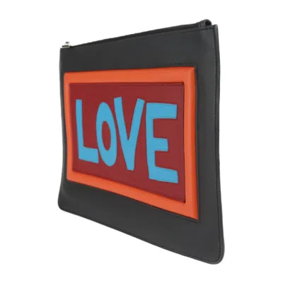 Pre-owned Fendi Black Multi-color Leather Clutch Bag Handbag Pouch ()