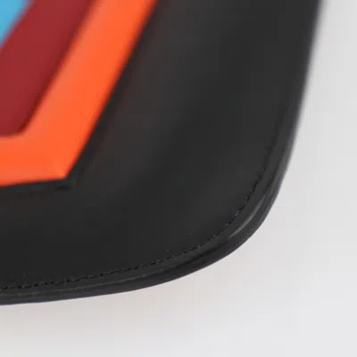 Pre-owned Fendi Black Multi-color Leather Clutch Bag Handbag Pouch ()