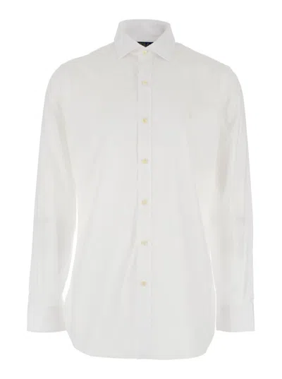 Polo Ralph Lauren White Shirt With Button-down Collar And Pony Embroidery On The Front In White