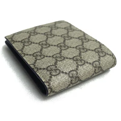Pre-owned Gucci Beige Navy Gg Supreme Wallet (bi-fold) () In Multi
