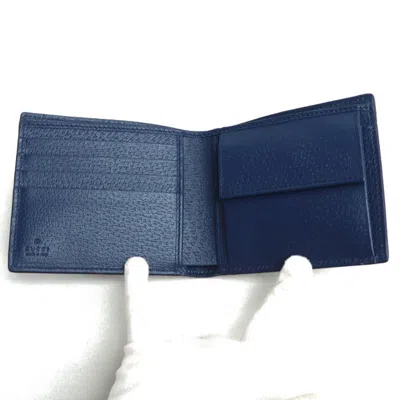 Pre-owned Gucci Beige Navy Gg Supreme Wallet (bi-fold) () In Multi