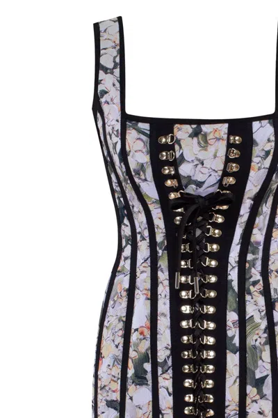 Milla Alluring Floral Mini Dress With Bold Lace-up Hook Closure
