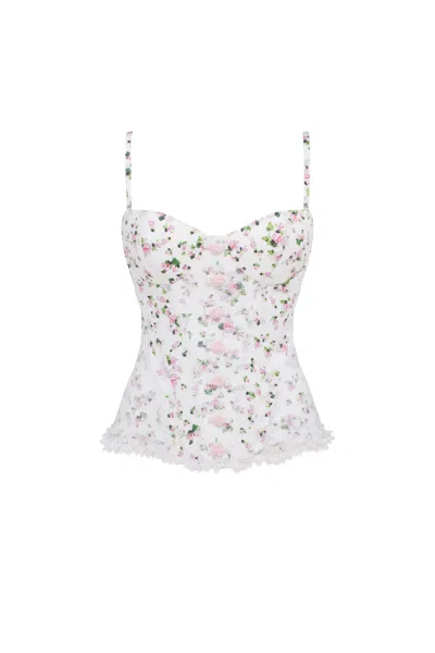 Milla Romantic Apple Blossom Corset With Rosebud Appliques