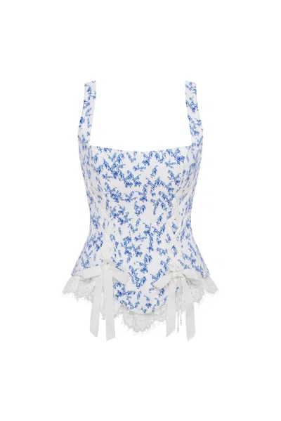 Milla Blue Lavender Corset On Straps With Bows And Ribbon Lacing