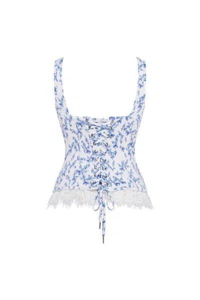 Milla Blue Lavender Corset On Straps With Bows And Ribbon Lacing