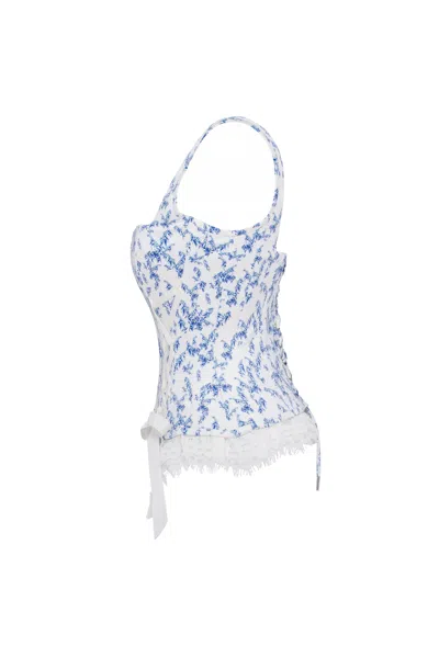 Milla Blue Lavender Corset On Straps With Bows And Ribbon Lacing