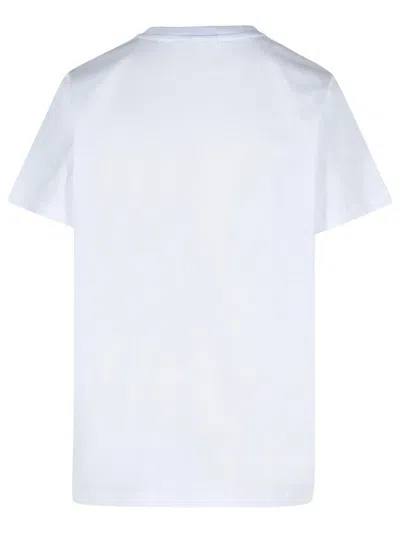 Ganni White T-shirt With Print And Logo Lettering On The Front In Cotton Woman In White