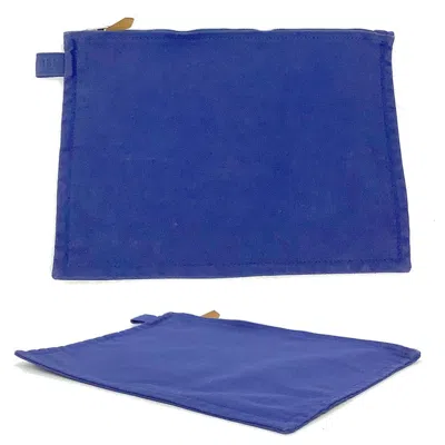 Pre-owned Hermes Blue Cotton Canvas Clutch Bag Pouch ()