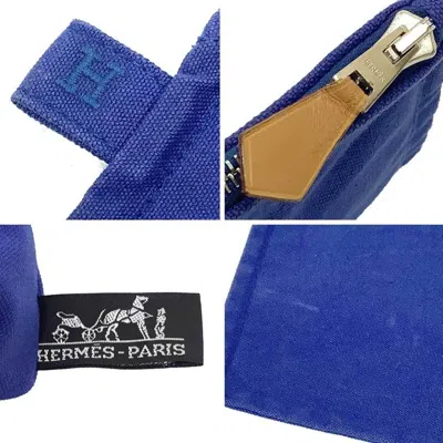 Pre-owned Hermes Blue Cotton Canvas Clutch Bag Pouch ()