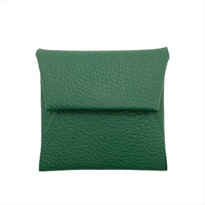 Pre-owned Hermes Green Chevre Leather Coin Purse/coin Case ()