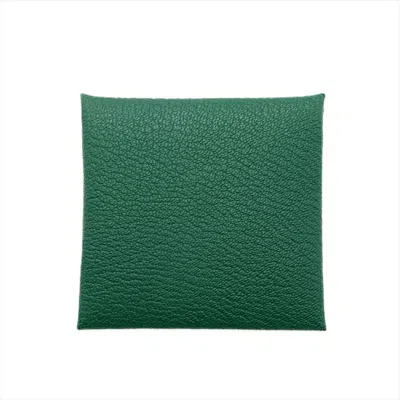Pre-owned Hermes Green Chevre Leather Coin Purse/coin Case ()