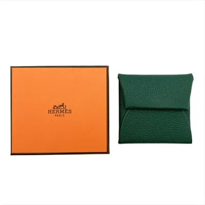 Pre-owned Hermes Green Chevre Leather Coin Purse/coin Case ()